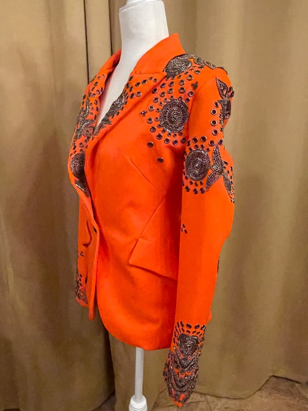 NEW! L'agence Orange Beaded Blazer Size 2 - Picture 7 of 16